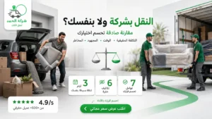 الفرق بين النقل بشركة والنقل بنفسك؟ مقارنة نقل عفش التكلفة والمجهود 2026 الحمد ترانس