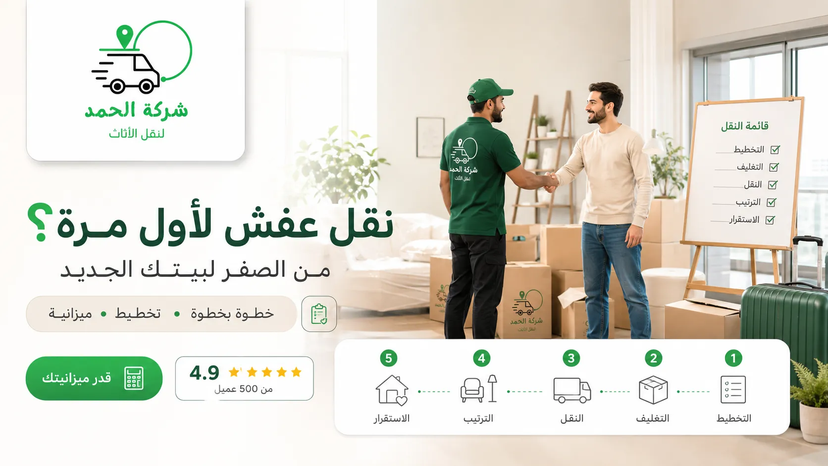 نقل العفش لأول مرة؟ دليل المبتدئين الكامل 2026 الحمد ترانس خبرة في نقل الاثاث
